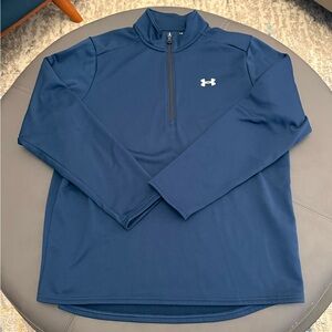 Under Armour Half Zip Pullover Men's L Blue Navy Fleece Lined